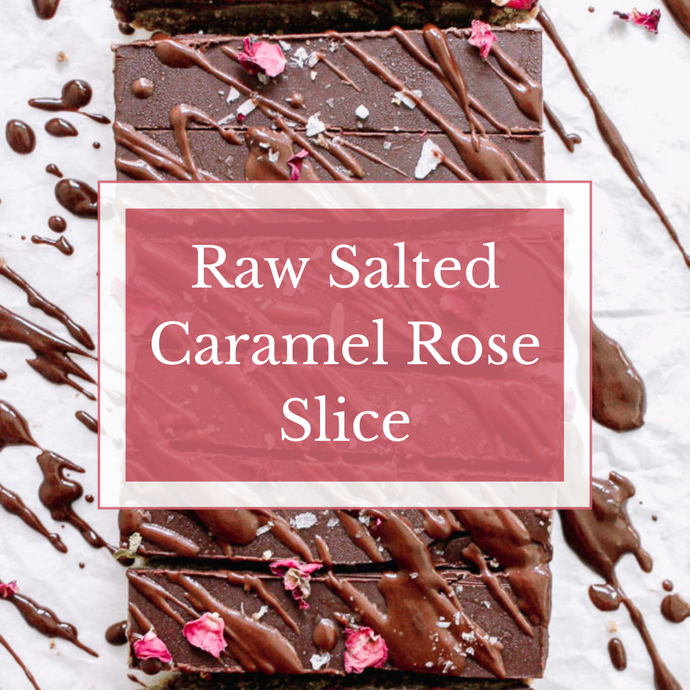 Raw Salted Caramel Rose Slice
