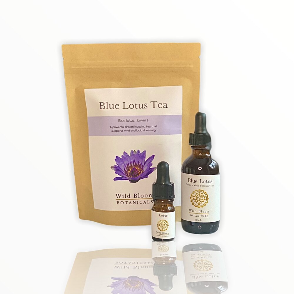 Blue Lotus Bundle with organic blue lotus tea, blue lotus tincture, and blue lotus essential oil